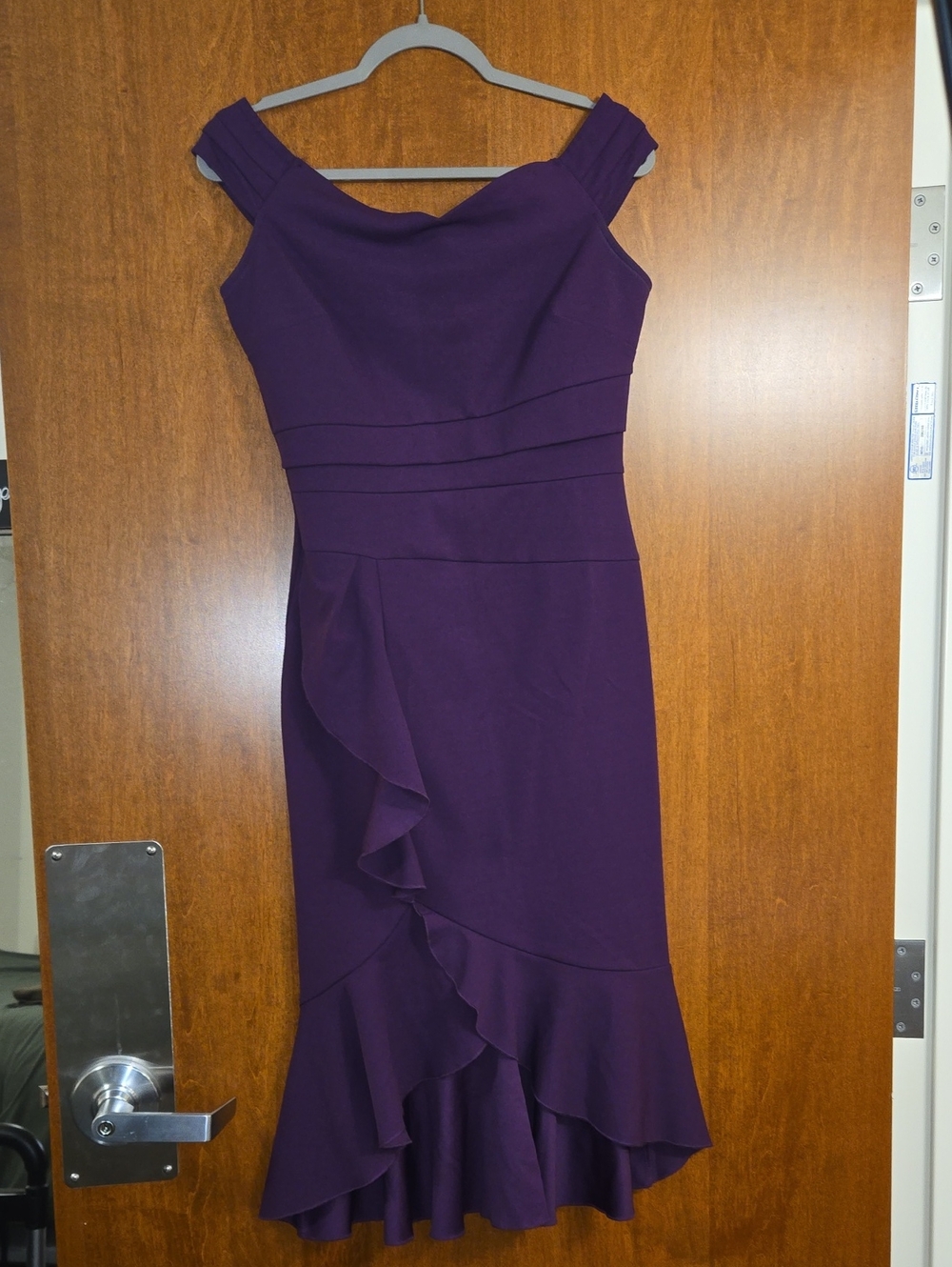 Purple Midi Ruffle Dress - Size Medium